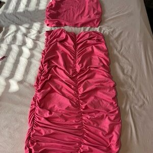 Pink Ruched Two-Piece Set